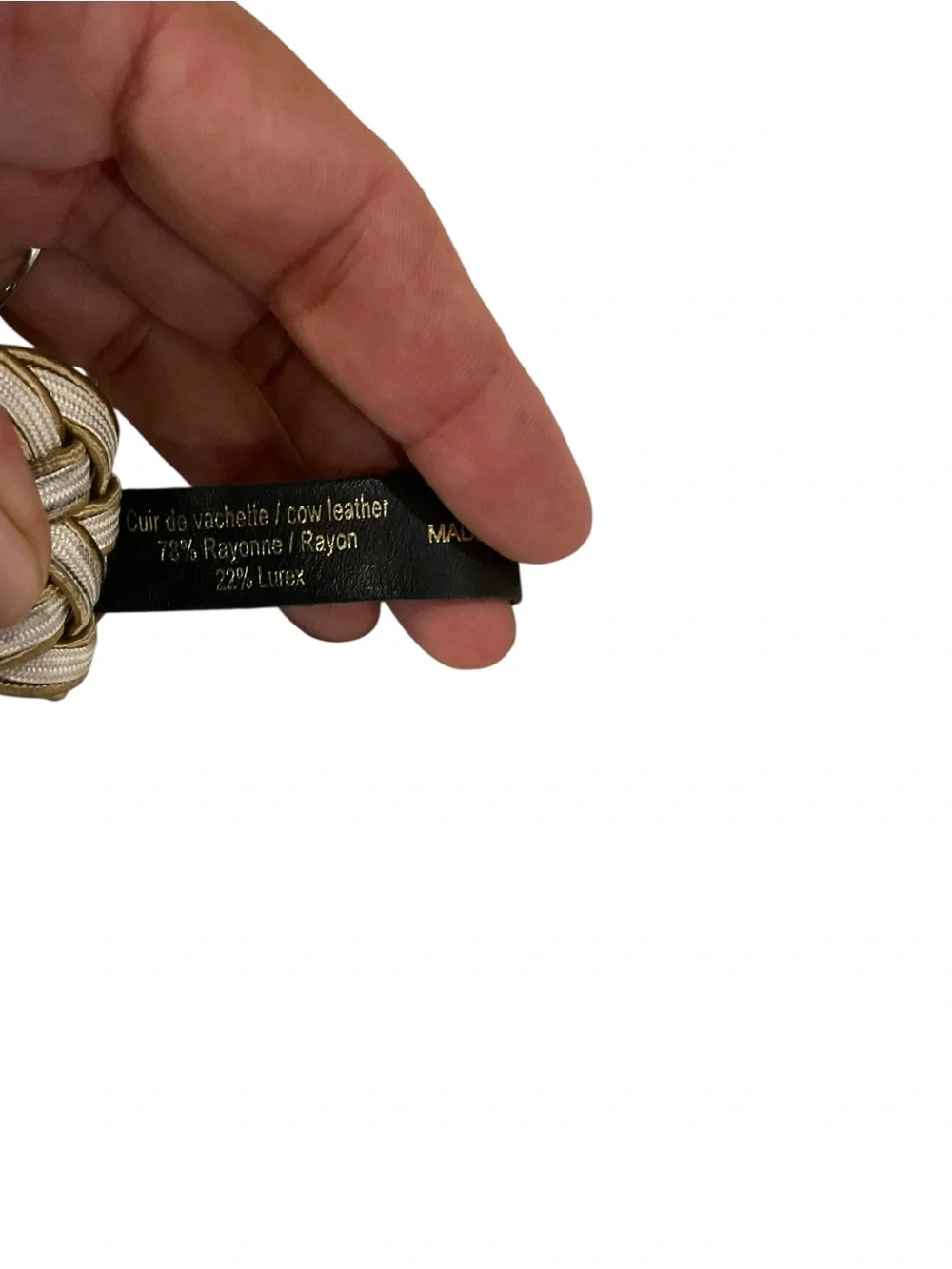 A.P.C. Braided Beige Belt with Brown Leather Trim